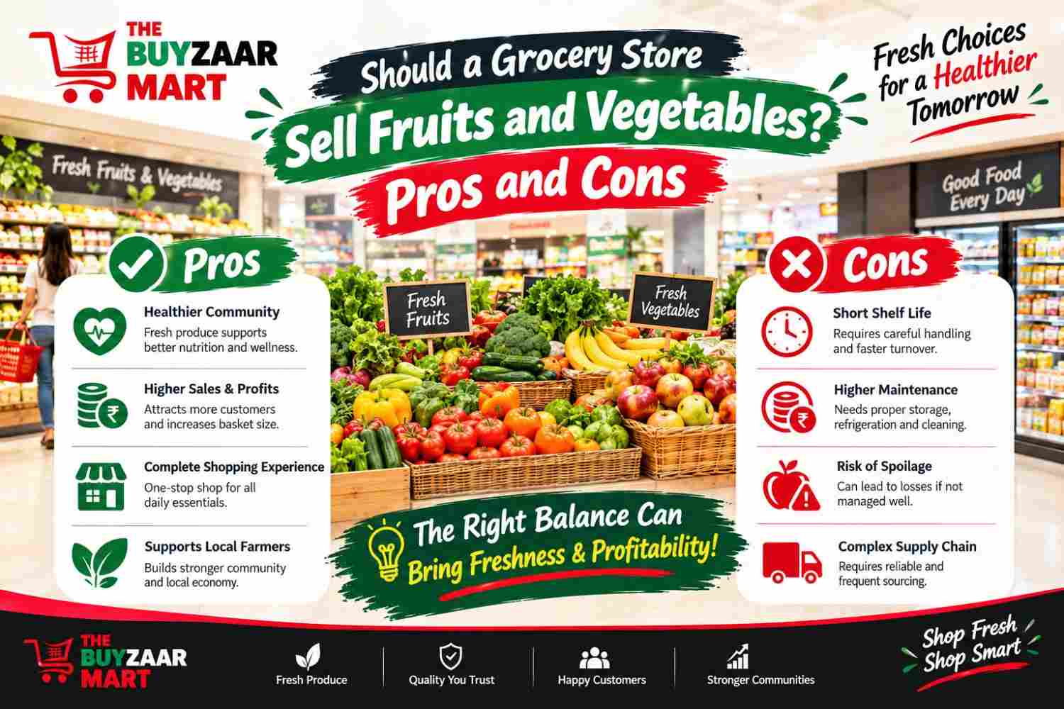 Should a Grocery Store Sell Fruits & Vegetables? Pros & Cons
